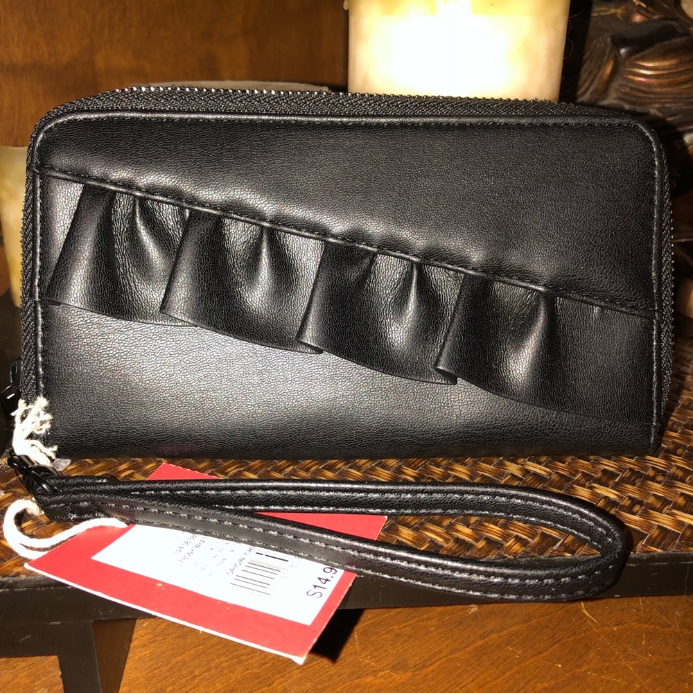 Black Ruffle Detail Wallet